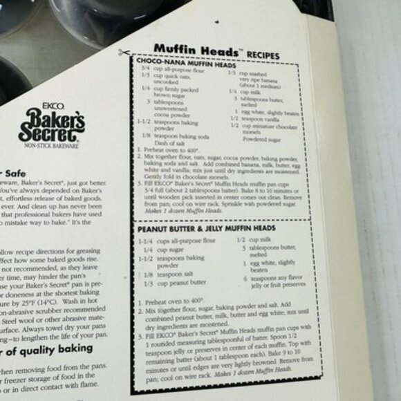 Ekco Bakers Secret Muffin Tops Bake Pan 12 Holes Tarts Mini Pizzas Tarts NEW! - Picture 7 of 9